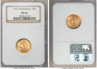 Confederation gold 10 Francs 1922-B MS66 NGC, Bern mint, KM36. 

HID09801242017

© 2022 Heritage Auctions | All Rights Reserved