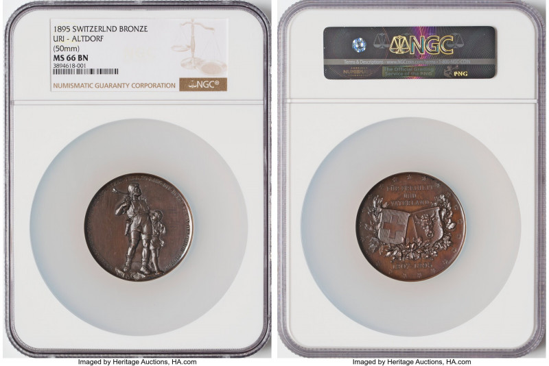 Confederation bronze "Uri-Altdorf" Medal 1895 MS66 Brown NGC, Richter-Unl., SM-9...