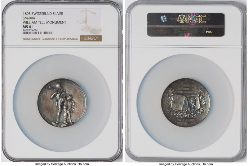 Confederation silver "William Tell Monument" Medal 1895 MS61 NGC, SM-904. Housed...