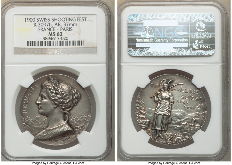 Confederation silver "Paris Shooting Festival" Medal 1900 MS62 NGC, Richter-2097...