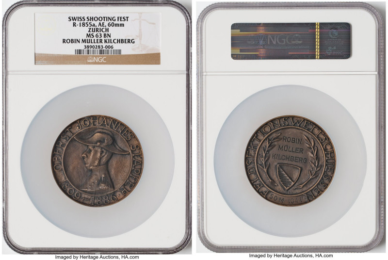 Confederation bronze "Zurich Shooting Festival" Medal ND MS63 Brown NGC, Richter...