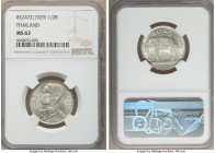 Rama VII 1/2 Baht BE 2472 (1929) MS63 NGC, KM-Y49. Also valued at 50 Satang. One year type. 

HID09801242017

© 2022 Heritage Auctions | All Right...