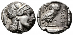 (Silver 17.14g 27mm) ATTICA. Athens. Tetradrachm (Circa 454-404 BC). AR
Helmeted head of Athena right, with frontal eye.
Rev: AΘE./ Owl standing rig...