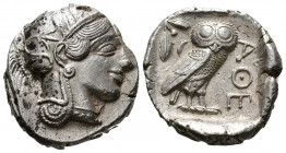 (Silver.17.17g 25mm) ATTICA. Athens. Tetradrachm (Circa 454-404 BC). AR
Helmeted head of Athena right, with frontal eye.
Rev: AΘE./ Owl standing rig...