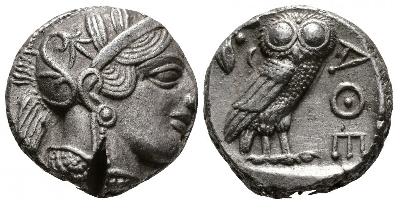 (Silver.17.07g 24mm) ATTICA. Athens. Tetradrachm (Circa 454-404 BC). AR
Helmete...