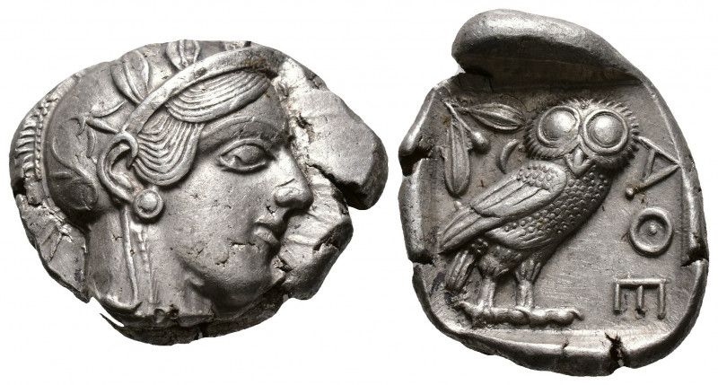 (Silver.17.20g. 28mm) ATTICA. Athens. Tetradrachm (Circa 454-404 BC). AR
Helmet...