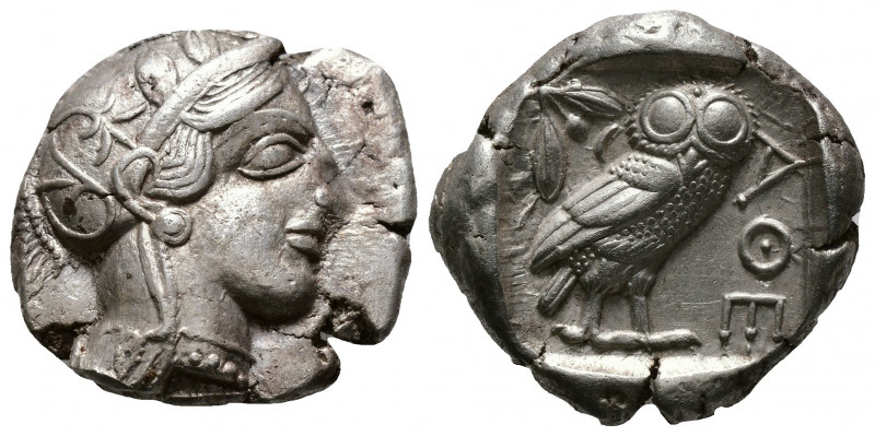 (Silver.17.11g 24mm) ATTICA. Athens. Tetradrachm (Circa 454-404 BC). AR
Helmete...