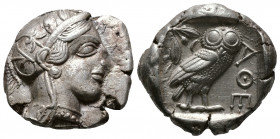 (Silver.17.11g 24mm) ATTICA. Athens. Tetradrachm (Circa 454-404 BC). AR
Helmeted head of Athena right, with frontal eye.
Rev: AΘE./ Owl standing rig...