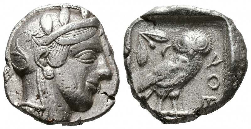 (Silver.17.01g 24mm) ATTICA. Athens. Tetradrachm (Circa 454-404 BC). AR
Helmete...