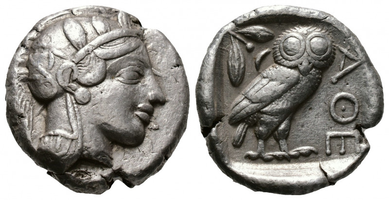 (Silver.17.15g 24mm) ATTICA. Athens. Tetradrachm (Circa 454-404 BC). AR
Helmete...