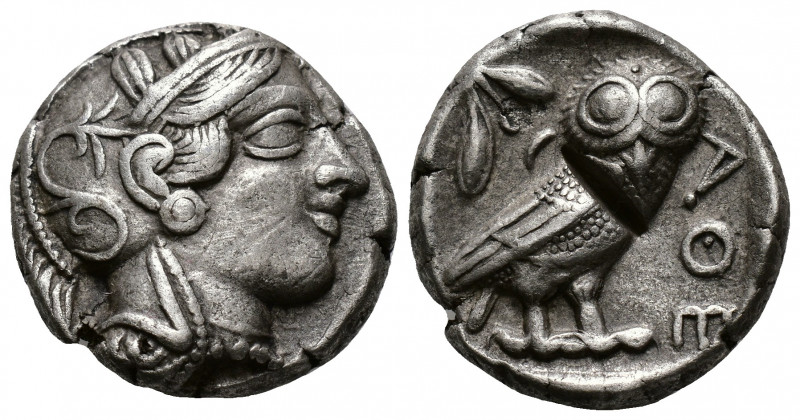 (Silver.17.09g 25mm) ATTICA. Athens. Tetradrachm (Circa 454-404 BC). AR
Helmete...