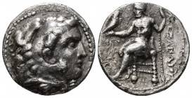 (Silver,15.66g. 29mm) Kings of Macedon. Alexander III the Great 336-323 BC. Tetradrachm AR Unreadable Province
Head of Herakles right, wearing lion s...