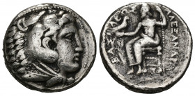 (Silver,16.20g 25mm) KINGS OF MACEDON. Alexander III 'the Great' (336-323 BC). Tetradrachm. Amphipolis.
Head of Herakles right, wearing lion skin.
R...