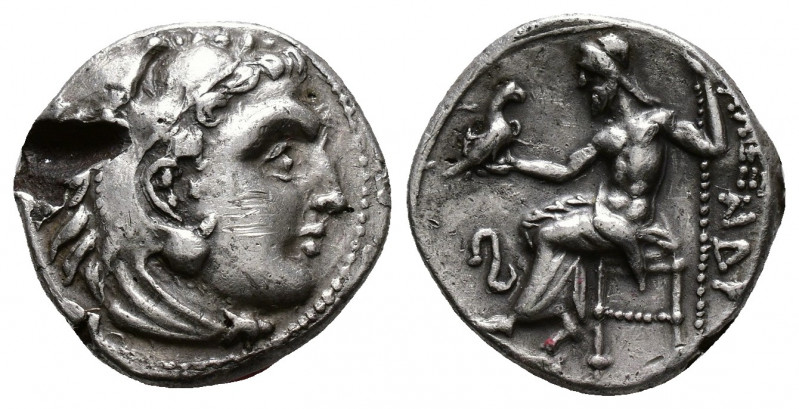 (Silver. 3.94g 18mm) Kingdom of Macedon. Alexander III 'the Great' AR Drachm. La...