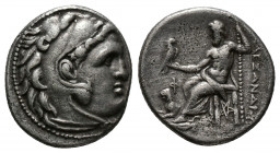 (Silver. 4.16g 18mm) Kings of Macedon. Kolophon. Alexander III \"the Great\"" 336-323 BC. Drachm AR
Head of Herakles right, wearing lion skin
Rev: Z...