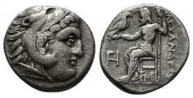 (Silver. 4.20g 18mm) KINGS OF MACEDON. Alexander III \'the Great\' (336-323 BC). Drachm. Lampsakos ? AR
Head of Herakles right, wearing lion skin.
R...