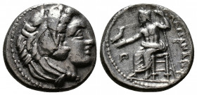 (Silver4.14g 17mm) KINGS OF MACEDON. Alexander III ‘the Great’, 336-323 BC. Drachm
Head of Herakles right, wearing lion skin.
Rev: Zeus seated left ...