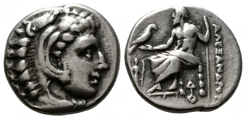 (Silver. 4.13g 17mm) KINGDOM OF MACEDON. Alexander III, 336-323 BC. AR Drachm La...