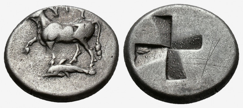 (Silver. 5.32g 18mm) Thrace, Byzantion AR Siglos. Circa 340-320 BC. AR
Bull sta...