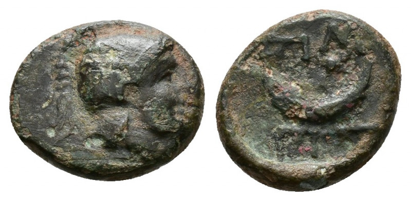 (Bronze. 0.97g 11mm) TROAS. Sigeion. Ae (4th-3rd centuries BC).
Helmeted head o...