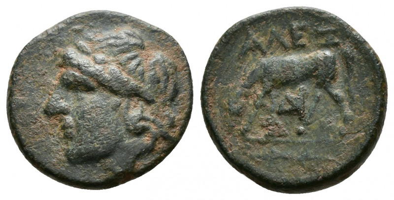 (Bronze.2.36g 16mm) TROAS. Alexandria. 261-246 BC
Head of Apollo right
Rev: Ho...