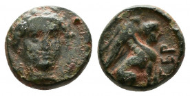 (Bronze.0.85g 9mm) TROAS. Gergis. Ae (4th century BC).
Laureate head of Sibyl Herophile facing slightly right.
Rev: ΓΕΡ./ Sphinx seated right.
SNG ...