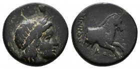 (Bronze.2.19g 14mm) IONIA. Kolophon. Ae Dichalkon (Circa 330-285 BC). Konnis, magistrate.
Laureate head of Apollo right.
Rev: Forepart of horse righ...
