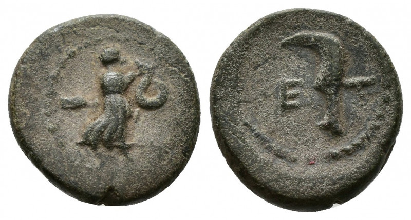 (Bronze.1.68g 13mm) PISIDIA. Etenna. Ae (1st century BC).
Nymph advancing right...