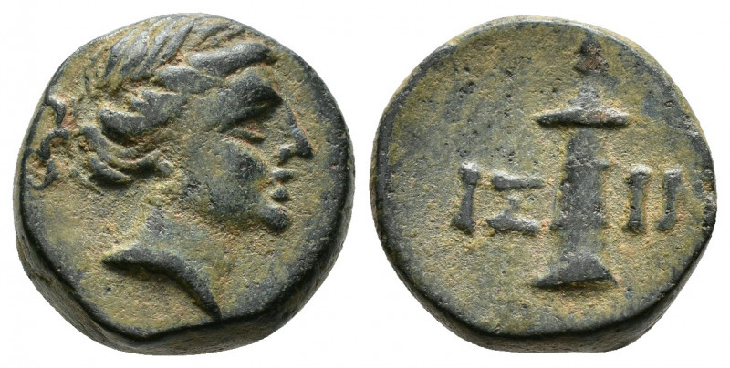 (Bronze. 3.77g 14mm) PISIDIA. Isinda. Ae (Circa 1st century BC).
Head of Artemi...