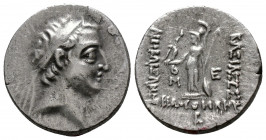 (Silver. 4.20g 18mm) Kings of Cappadocia, Ariobarzanes I Philoromaios AR Drachm. 
Diademed head right
Rev: Athena Nikephoros standing left; (date) i...