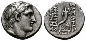 (Silver. 4.06g 17mm) SELEUKID KINGDOM. Demetrios I Soter (162-150 BC). Drachm. Antioch. Dated SE 160 (153/2 BC).
Diademed head right.
Rev: ΒΑΣΙΛΕΩΣ ...