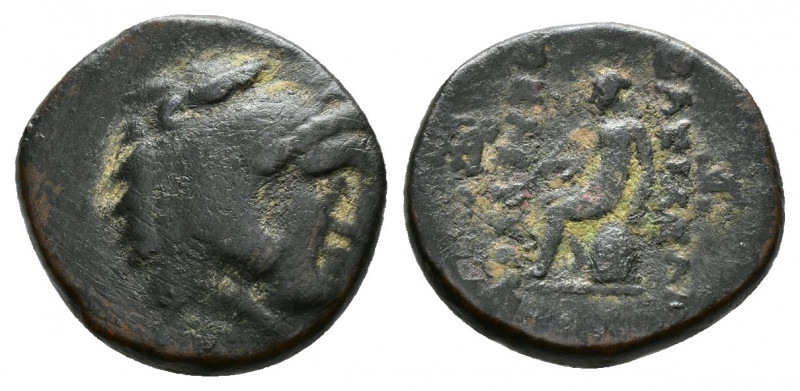 (Bronze. 1.67g 13mm) Seleukid Kingdom. Seleukos II Kallinikos. 246-226 B.C. AE S...