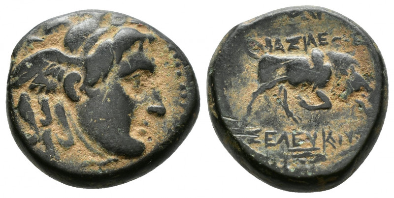 (Bronze. 6.94g 19mm) SELEUKID KINGDOM. Seleukos I Nikator (312-281 BC). Ae. Anti...