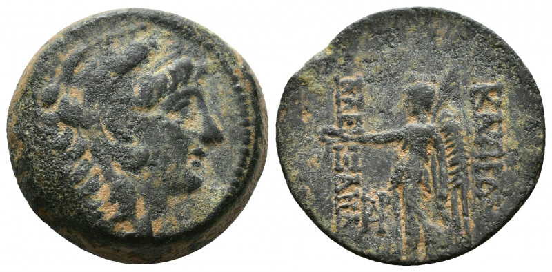 (Bronze.8.50g 22mm) SELEUKID KINGDOM. Alexander II Zabinas (128-122 BC). Ae. Ant...