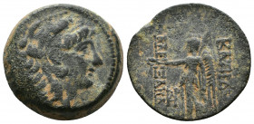 (Bronze.8.50g 22mm) SELEUKID KINGDOM. Alexander II Zabinas (128-122 BC). Ae. Antioch.
Head right, wearing lion skin.
Rev: BAΣIΛEΩΣ AΛΕΞΑΝΔΡΟΥ./ Nike...