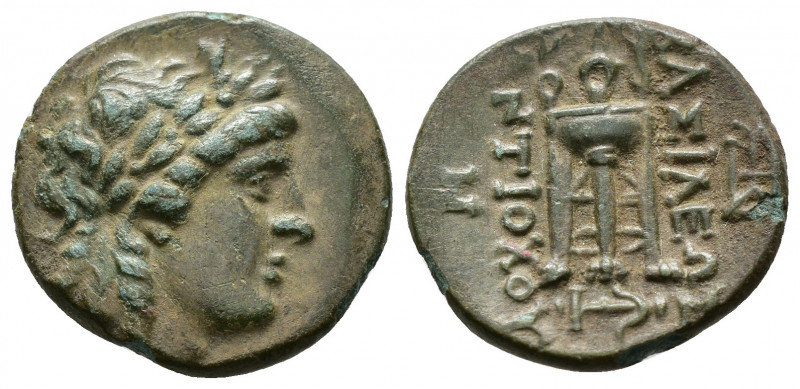 (Bronze. 3.20g 18mm) SELEUKID KINGS OF SYRIA. Antiochos II Theos (261–246 BC). A...