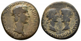 (Bronze, 6.27g 20mm) IONIA. Smyrna. Gaius (Caligula), with Germanicus and Agrippina Senior , 37-41. Marcus Acilius Aviola, proconsul, and Menophanes, ...