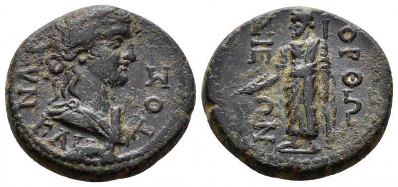 (Bronze, 5.48g 19mm) Caria orthosia Uncertain Flavian period?
draped bust of Se...