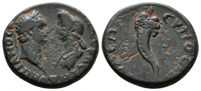 (Bronze, 6.94g 20mm) LYDIA, Nysa. Domitian, with Domitia. AD 81-96. Æ. 
Confron...