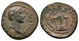 (Bronze, 2.73g 16mm) Lydia, Maeonia, pseudo-autonomous issue ca. period of Traianus 98-117 AD (?)
Draped bust of Senate right
Cult statue of Artemis...