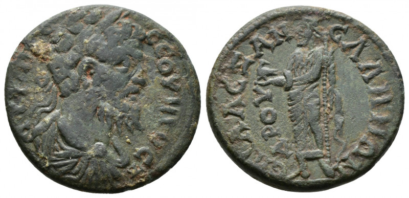 (Bronze, 5.94g 22mm) LYDIA. Sala. Septimius Severus, 193-211.
 AY K A Λ CEΠ CEO...