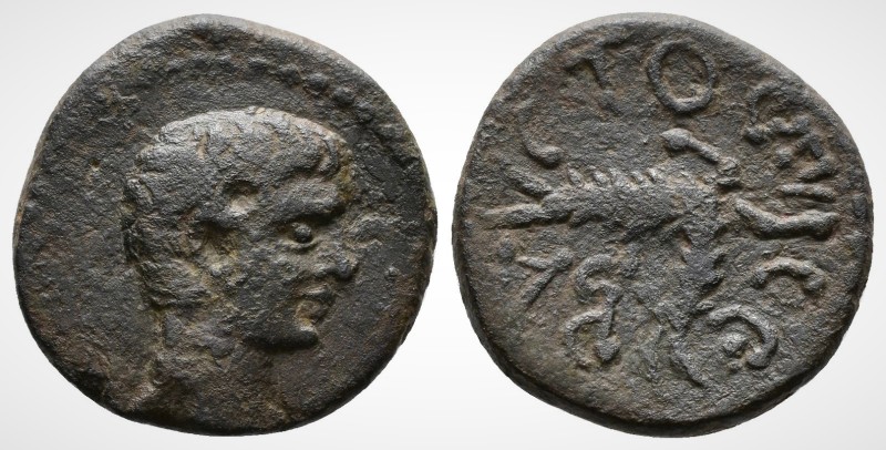 (Bronze, 3.17g 15mm) MYSIA. Cyzicus. Augustus, 27 BC-AD 14.
Bare head of August...