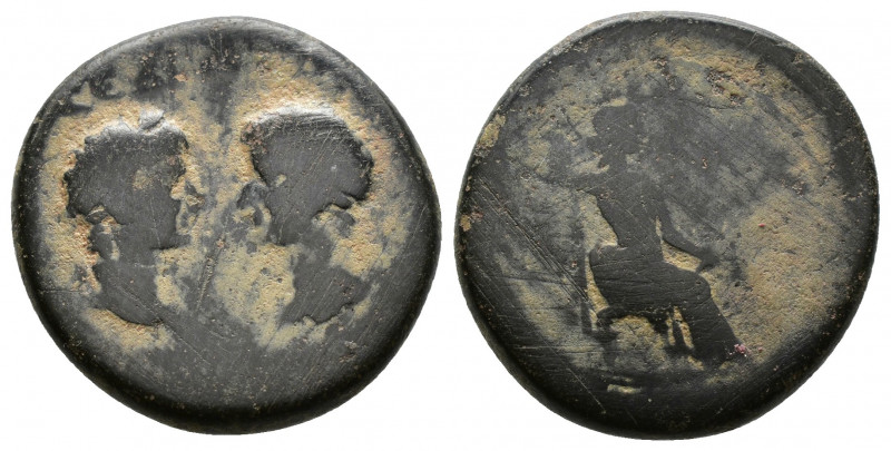 (Bronze, 5.69g 19mm) MYSIA. Pergamum. Tiberius with Augustus and Livia (14-37). ...