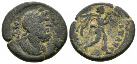 (Bronze. 4.99g 20mm) PHRYGIA. Apameia. Pseudo-autonomousLate 2nd-early 3rd centuries. Ae.
 ΔHMOC./ Draped bust of Demos right.
Rev: AΠAMЄΩN./ Marsya...