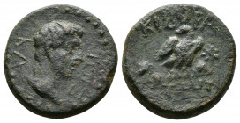 (Bronze, 4.20g 15mm) PHRYGIA. Cibyra. Augustus (27 BC-14 AD).
Bare head of Augustus right.
Rev: ΚΙΒΥΡΑΤWN eagle standing on club, head left; in fiel...