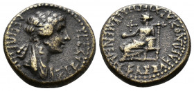 (Bronze, 3.66g 15mm) Phrygia Eumeneia. Agrippina II. Augusta, A.D. 50-59. Bassa Kleonos, archierea. 
ΑΓΡΙΠΠΙΝΑ ΣΕΒΑΣΤΗ, draped bust of Agrippina II d...