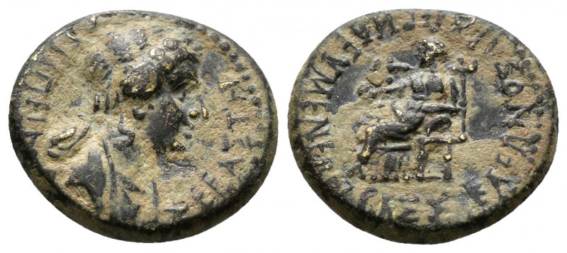 (Bronze, 2.34g 15mm) Phrygia.Eumeneia. Agrippina II. Augusta, A.D. 50-59. Bassa ...