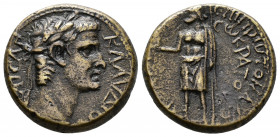 (Bronze, 5.65g 19mm) PHRYGIA. Aezanis. Claudius (41-54). Protomachos Socrates, magistrate.
 KΛAVΔIOC KAICAP. Laureate head right.
 Rev: AIZANЄITωN Є...