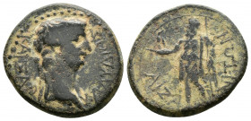 (Bronze, 5.31g 19mm) PHRYGIA. Aezanis. Claudius (41-54). 
 KΛAYΔIOC KAICAP. Laureate head right.
 Rev: AIZANITΩN. Zeus standing left with eagle and ...