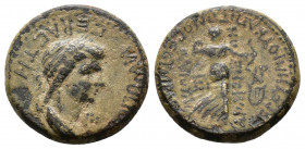 (Bronze, 3.17g 15mm) PHRYGIA, Acmoneia. Poppaea. Augusta, AD 62-65. Lucius Servenius Capito
archon, with his wife Julia Severa. Struck circa AD 62. ...